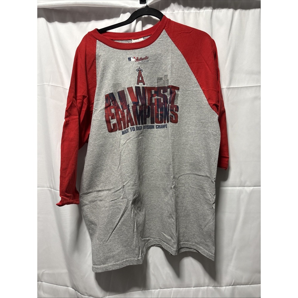 Vintage Lee Sports Angeles Baseball Tee Men's Extra Large Gray Red Shirt